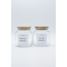 Bambu Kapaklı Kulak ve Makyaj Pamuğu Kavanozu 500ML, Şık ve Kullanışlı Tasarım