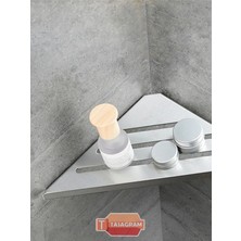 Paslanmaz Çelik Köşe Banyo Rafı, Havlu ve Aksesuar Saklama, Gri Renk