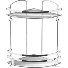 Iki Katlı Krom Banyo Köşe Rafı Kancalı, Şık ve Kullanışlı Tasarım