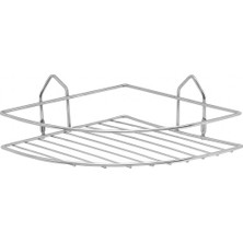 Gri Tek Katlı Köşe Banyo Rafı, Duvara Monte Metal Sabunluk Organizer