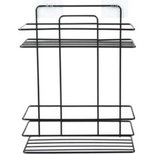 Iki Katlı Dikdörtgen Banyo Rafı, Siyah, Şık ve Fonksiyonel Tasarım