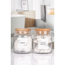 Turuncu Ahşap Kapaklı Cam Kavanoz ve Kulak Pamuğu Seti, Sağlıklı ve Şık Tasarım