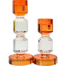 Lara Decor Sofia Turuncu Kristal Şamdan Seti