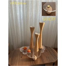 Turuncu Ahşap Top Ayaklı Şeffaf Organizer Düzenleyici Pleksi Stant