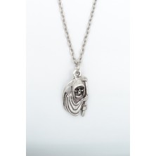 Alooya Tırpanlı Azrail Gümüş Kaplama Düz Zincir Kolye