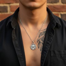 Alooya Güneş Tanrısı Ra'nın Gözü Madalyon Gümüş Kaplama Düz Zincir Kolye