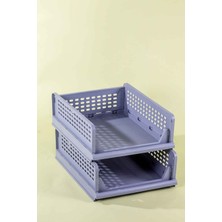 Ikili Katlanabilir Raf Seti, Dekoratif ve Şık Gri Tasarım