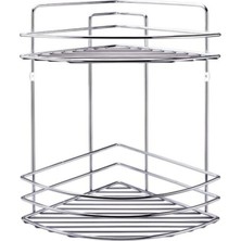 Iki Katlı Metal Köşe Duş Rafı 36CM, Beyaz, Şık ve Fonksiyonel Tasarım