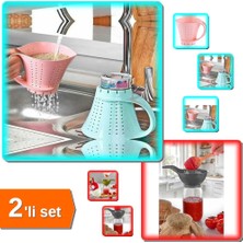 Hereveoyuncak Sürahi Şeklinde Pirinç Yıkama Süzgeci + Saplı Konserve Kavanoz Hunisi Geniş Ağızlı - 2li Set L4J2X8