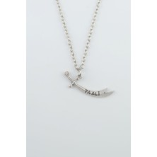 Alooya Zülfikar Ya Ali Kılıcı Gümüş Kaplama Düz Zincir Kolye