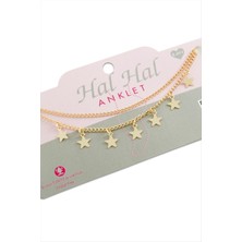 Gümüş Takıcım Yıldız Çift Zincirli Halhal