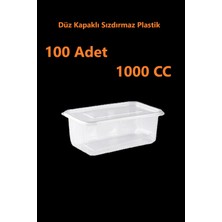PGS Sızdırmaz, Düz Kapaklı, Şeffaf Plastik Kap – 1000 cc Kapasiteli, 100 Adet, Gıda Saklama ve Servis Kabı