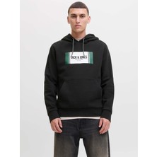 Jack & Jones  Jjhayato Sweat Hood Siyah Erkek Sweatshirt 12278614