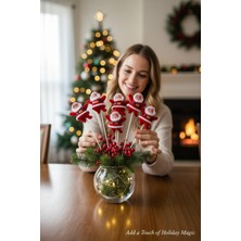 Renkli Noel Baba Süsü, Saksı ve Pasta Dekoru, 6 Parça Yılbaşı Süsleri