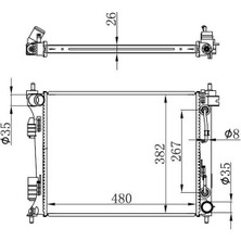 Universal Brazıng Su Radyatörü Hyundaı Accent Blue Dız.1.6crdı / I20 Dız / Rıo Dız. 11+(480X382X26) mt Alumin