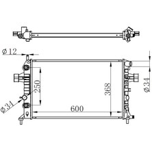 Universal Brazıng Su Radyatörü Opel Astra G 98- Zafıra A (Otomatık ŞANZ.)(600X368X16) Aluminyum
