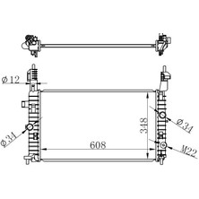 Universal Brazıng Su Radyatörü Opel Merıva 1.6/1.8 Müsürlü (Manuel ŞANZ.)(608X368X26) Aluminyum