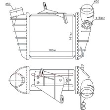 Universal Brazing Turbo Radyatörü (Intercooler) Vw Polo 1.4tdi / Ibiza / Fabia / Cordoba 2002-2009  A/m 183×160X85