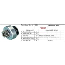 Universal Marş Dişlisi 9 Diş 5 Kanal Valeo Tipi Opel Corsa Fıat Albea Doblo Palıo Multıjet Tam Freze  Ds=9 Dkç=25,4 Boy=45,6 Ks=10 Bdç=12 Gç=48,2