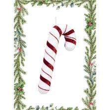 Beyaz Simli Baston Şeker Noel Ağacı Süsü, 34 Cm, Şık ve Parlak Dekoratif Ürün