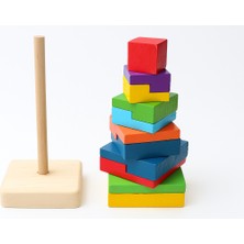 Renkli Ahşap Kule Oyunu - Eğitici ve Eğlenceli Çocuk Oyunu