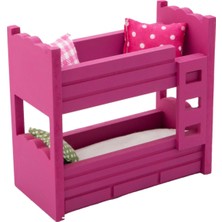 Pembe Ahşap Küçük Ranza, Şık ve Kullanışlı Çocuk Odası Mobilyası