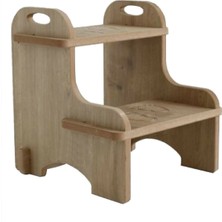 Ahşap Çocuk Basamak Tabure, Banyo ve Lavabo Için Yükseltici, Güvenli ve Şık Tasarım