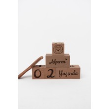 Kişiye Özel Ahşap Bebek Seti ve Isimli Bebek Tarağı, 6'lı Kahverengi