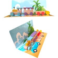 Renkli Ahşap Minik Tren Vagonları, Eğlenceli ve Güzel Yolculuk Seti