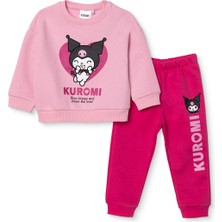 Hello Kitty Kız Bebek Eşofman Takımı Şardonlu Üç Iplik Bisiklet Yaka Uzun Kol Lastikli Paça