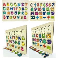 Çocuklar Için Renkli Ahşap Eğitim Seti, Harfler ve Sayılar, Büyük Boy, Eğlenceli Öğrenme