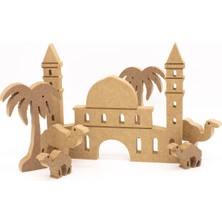 25 cm Ahşap Ayasafya Camii ve Palmiye, Deve, Ramazan Temalı Boyama Seti