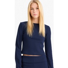 DeFacto Fitted Bisiklet Yaka Fitilli Kaşkorse Uzun Kollu Tişört G2958AX25WN