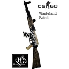 Ahşap Ak-47 Wasteland Rebel Skinli Lastik Atar Oyuncak Hediye