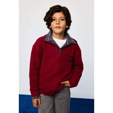 DeFacto Erkek Çocuk Oversize Geniş Kalıp Yarım Fermuarlı Baskılı Jakarlı Sweatshirt G5384A825WN