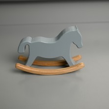 Gri Ahşap Sallanan At Dekoru, Eğlenceli ve Şık Çocuk Oyun ve Dekor Figürü