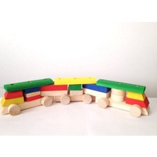 Turuncu Ahşap Tren ve Geometrik Şekiller Seti, Eğlenceli ve Öğretici Oyuncak