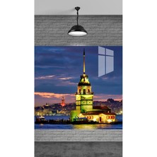 Marsilyan Temperli Cam Üzerine Istanbul Kız Kulesi Manzarası