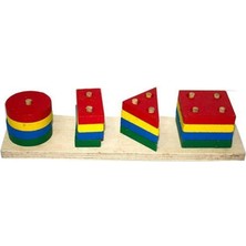 Renkli Ahşap Geometrik Oyun Seti, Çocuklar Için Eğlenceli ve Eğitici Oyuncak