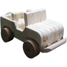 Kahverengi Ahşap Oyuncak Jip, Çocuklar Için Eğlenceli ve Doğal Tasarım