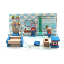 Renkli Ahşap Minyatür Banyo Seti, Eğlenceli ve Güzel Tasarım