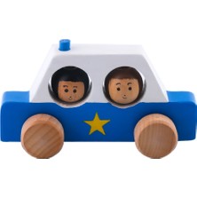 Ahşap Polis Aracı, Gri, Çocuk Oyun Aracı, Eğlenceli ve Şık Tasarım