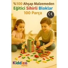 Renkli 100 Parça Sihirli Bloklar Çocuklar Için Öğretici ve Eğlenceli Set