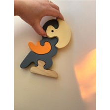 Renkli Ahşap Papağan Puzzle, Eğlenceli ve Öğretici Çocuk Oyunu