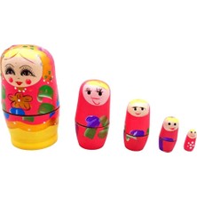 Renkli Ahşap Matruşka Seti, 5 Parça, Dekoratif ve Eğlenceli Tasarım