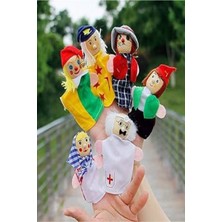 6'lı Ahşap Parmak Kukla Seti, Çocuklar Için Renkli Masal ve Hikaye Oyunu