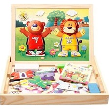 Çift Taraflı 30 cm Ahşap Yazı Tahtası, Mıknatıslı, Eğitici, Beyaz