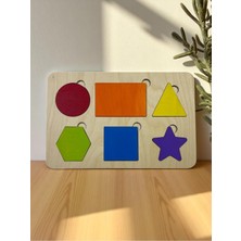 Renkli Ahşap Şekiller Puzzle, Eğitici Bulmaca, Öğrenme ve Keşif Oyunu