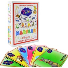 60 Parça Renkli Resimli Harf ve Bilgi Kartları Eğitim Seti