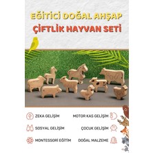 Doğal Ahşap Çiftlik Hayvanları Seti, Eğitici ve Eğlenceli 9 Parça